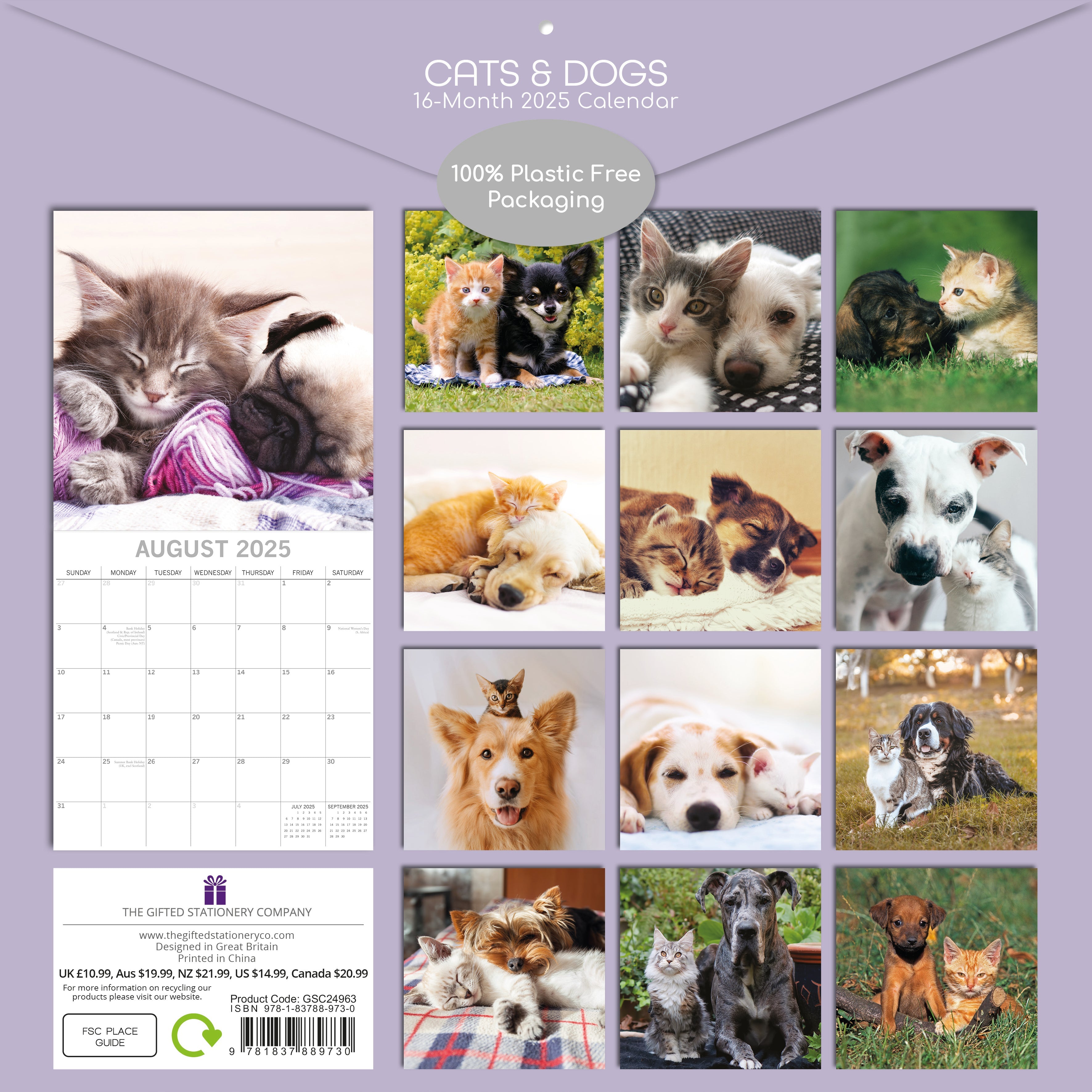 2025 Cats & Dogs - Square Wall Calendar