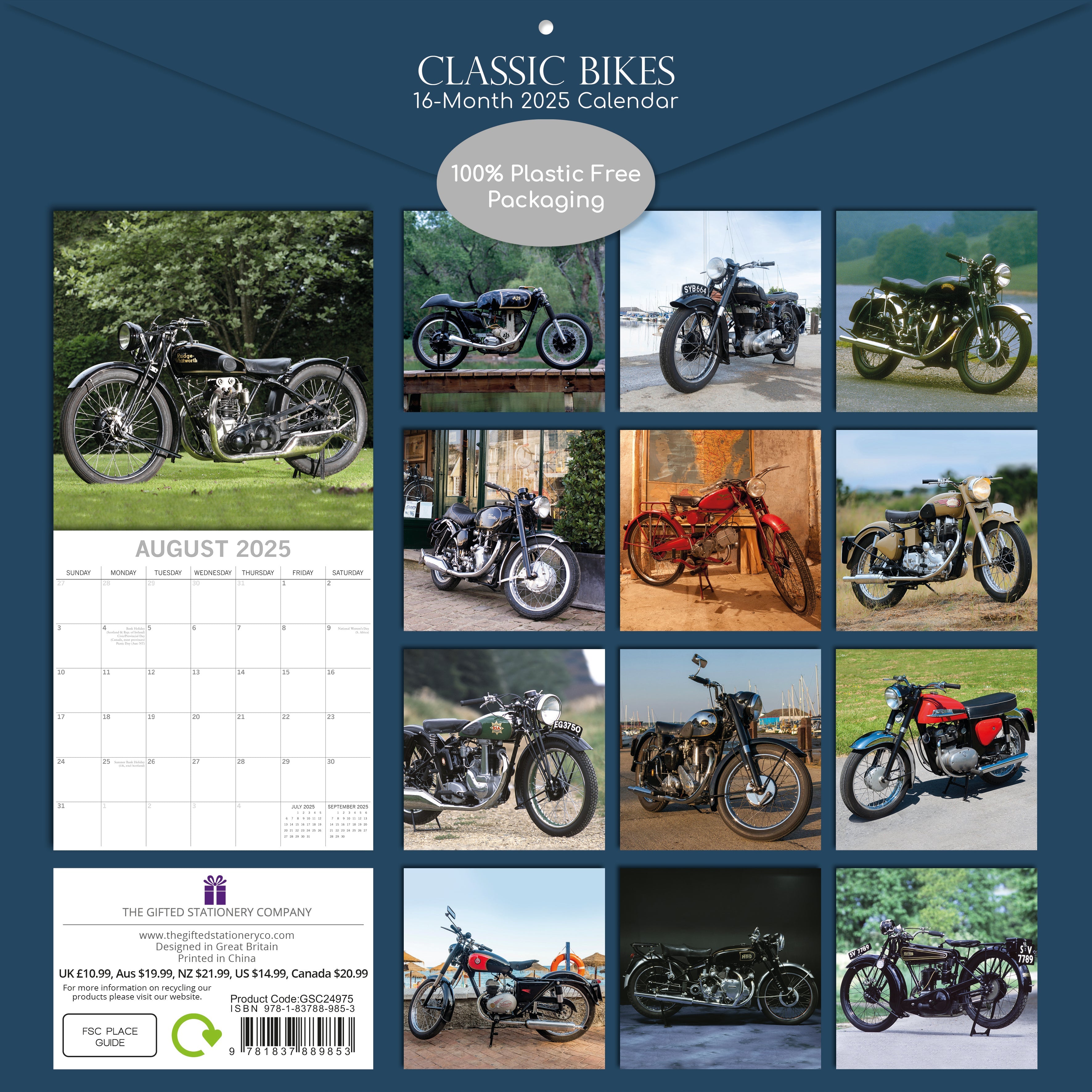 2025 Classic Bikes - Square Wall Calendar