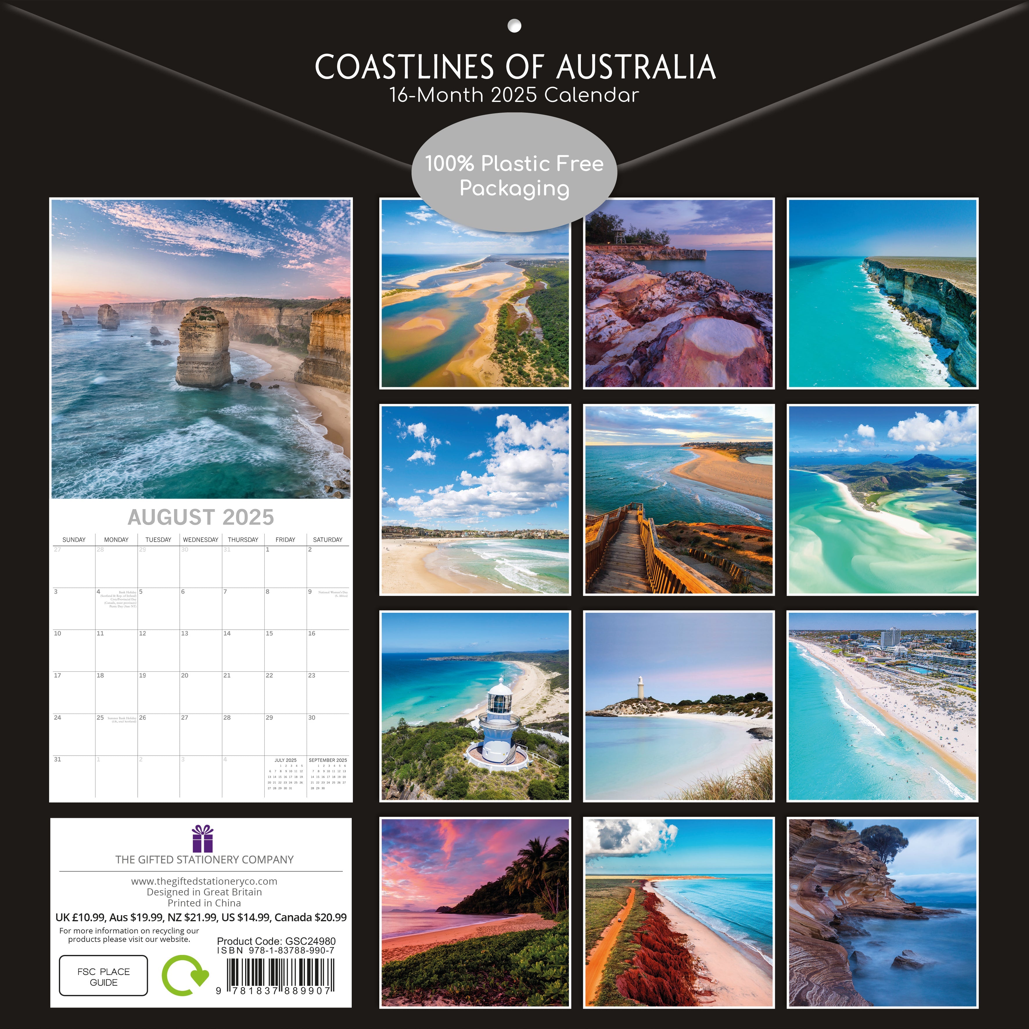 2025 Coastlines of Australia - Square Wall Calendar