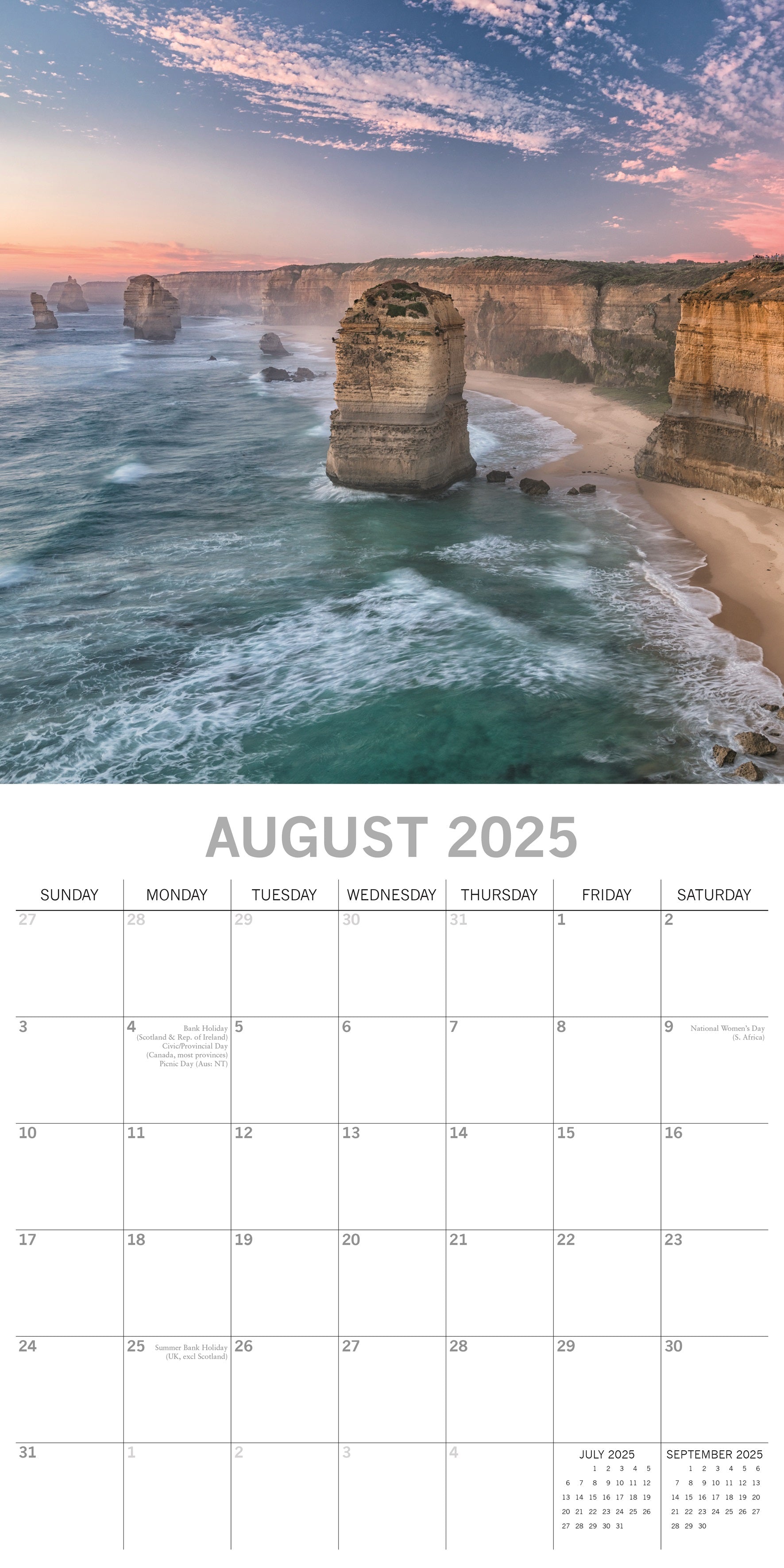 2025 Coastlines of Australia - Square Wall Calendar