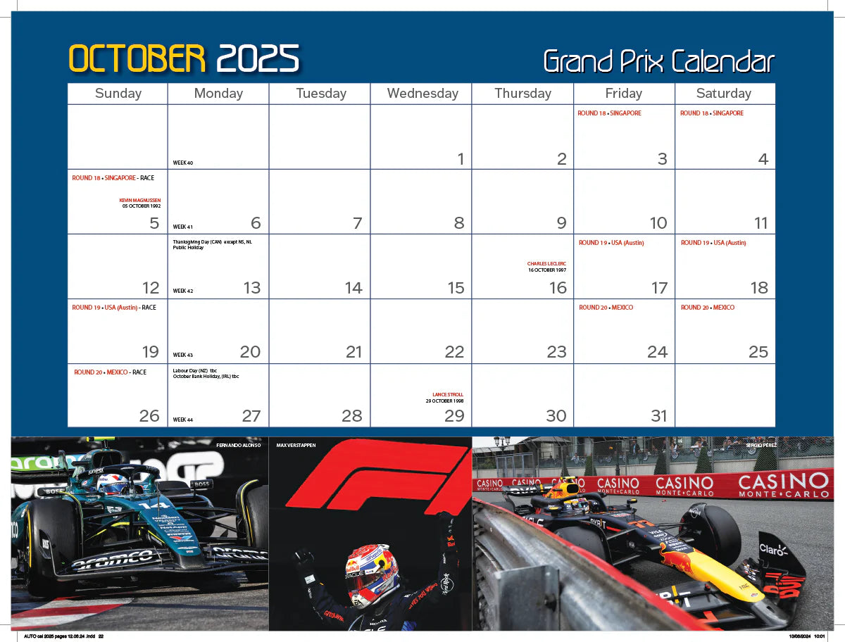 2025 Autocourse Grand Prix - Deluxe Wall Calendar