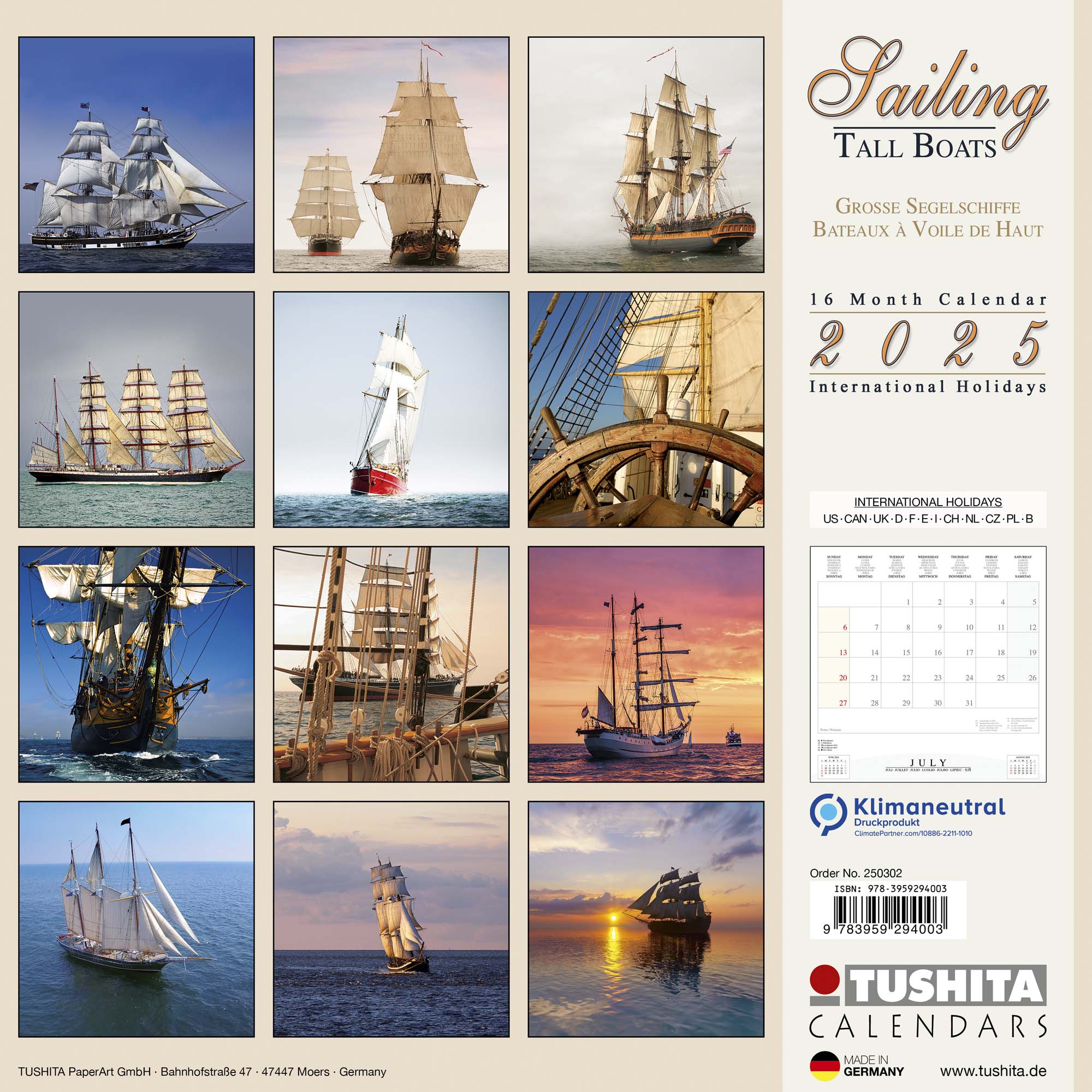 2025 Sailing Tall Boats - Square Wall Calendar