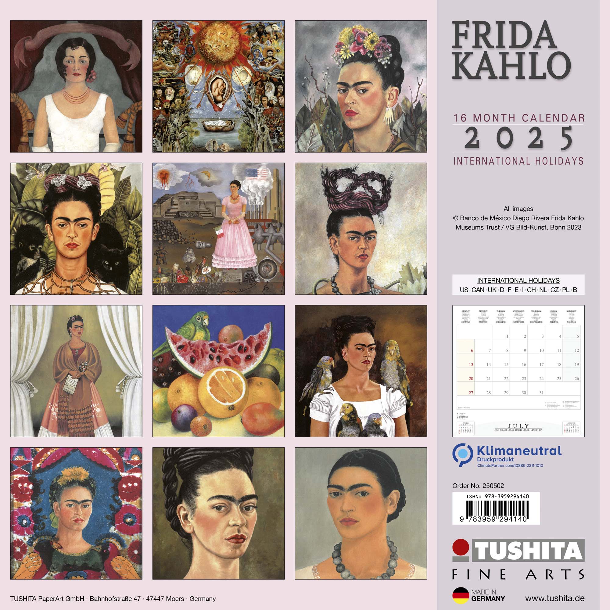 2025 Frida Kahlo - Square Wall Calendar