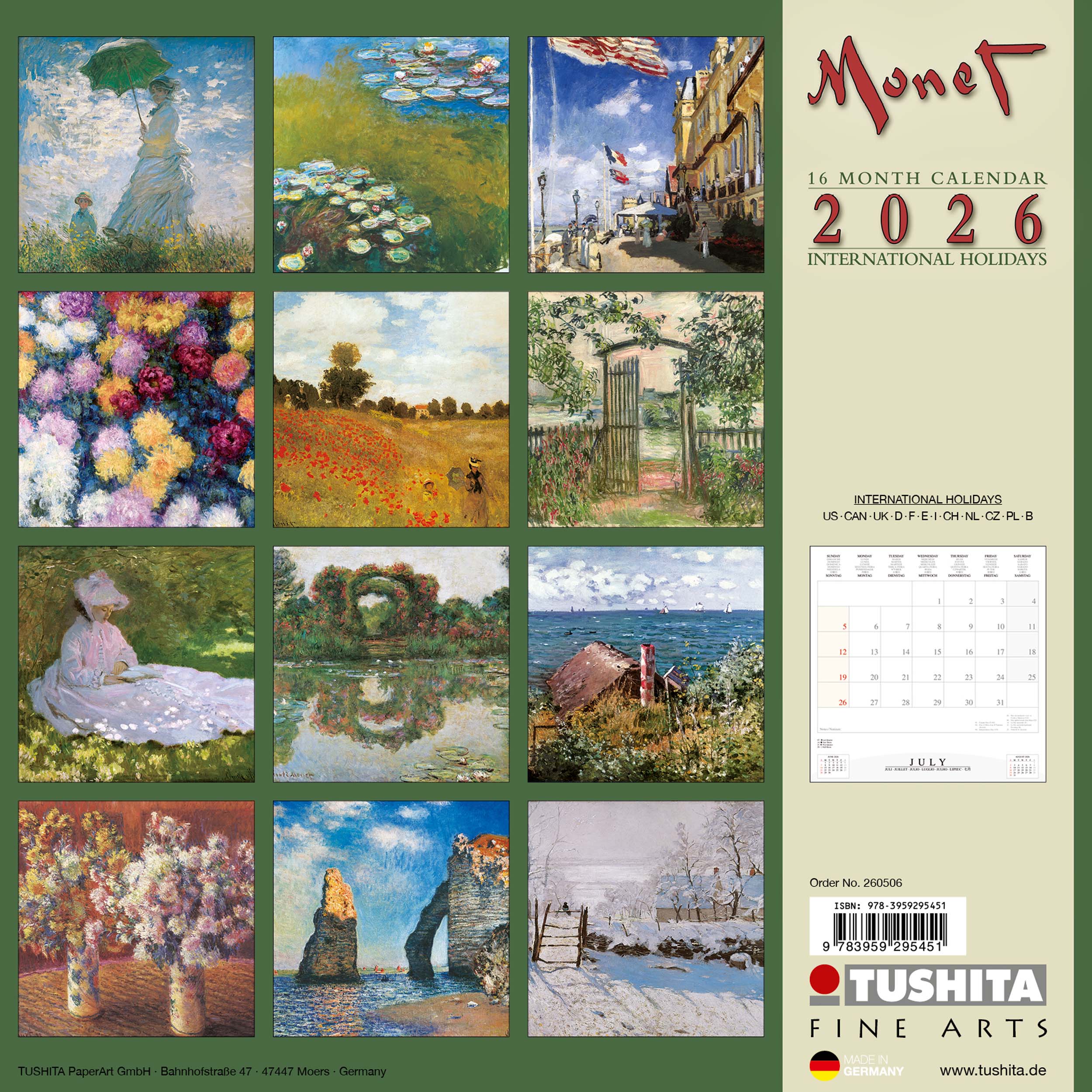 2026 Monet - Square Wall Calendar