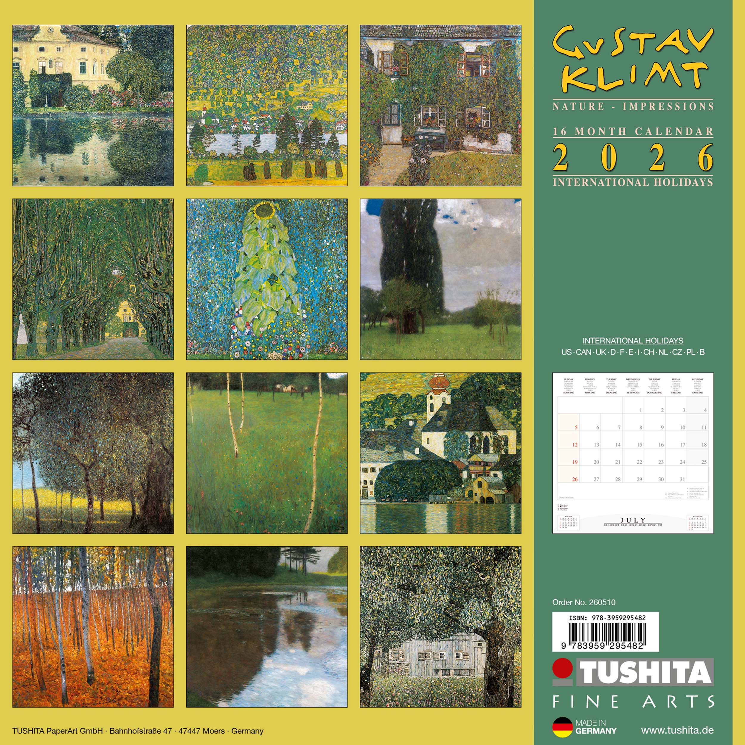 2026 Gustav Klimt Nature - Impressions - Square Wall Calendar