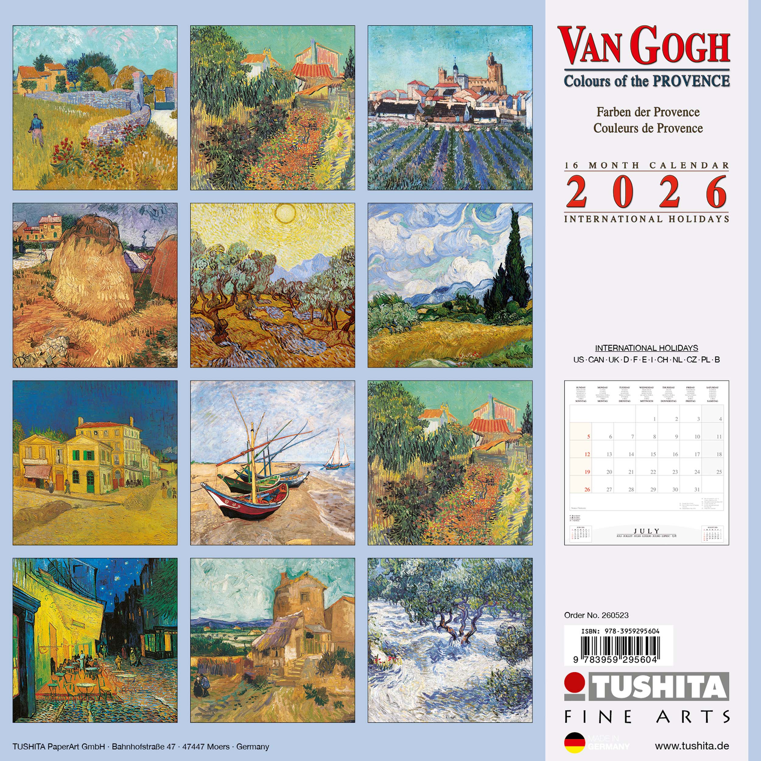 2026 Van Gogh Colours of the Provence - Square Wall Calendar