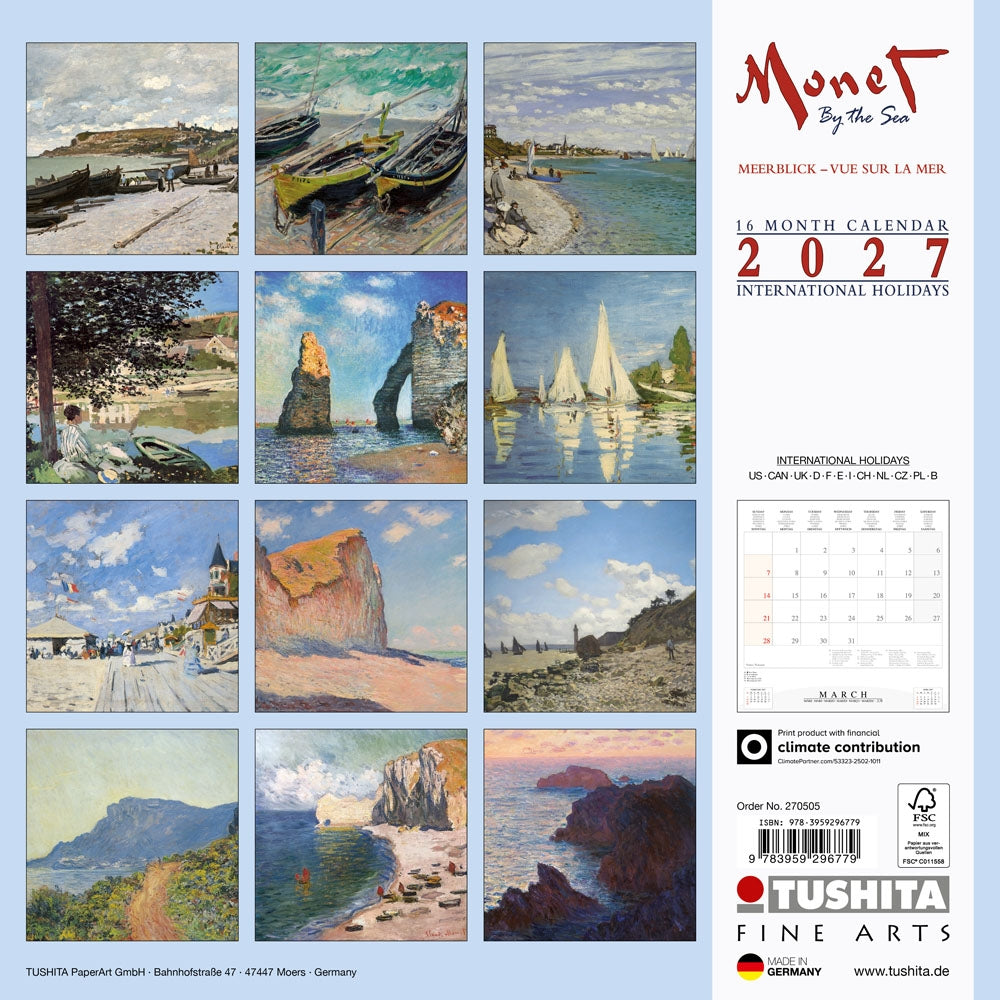 2027 Monet By the Sea - Square Wall Calendar