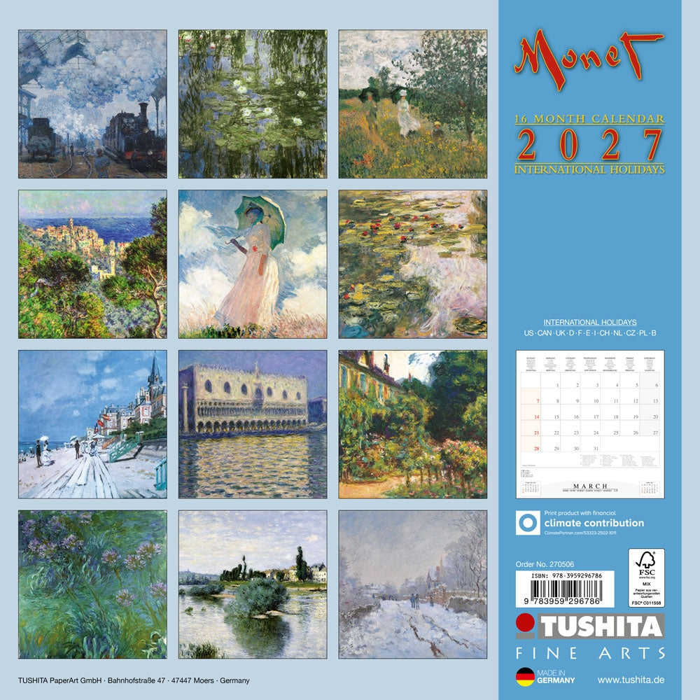 2027 Monet - Square Wall Calendar