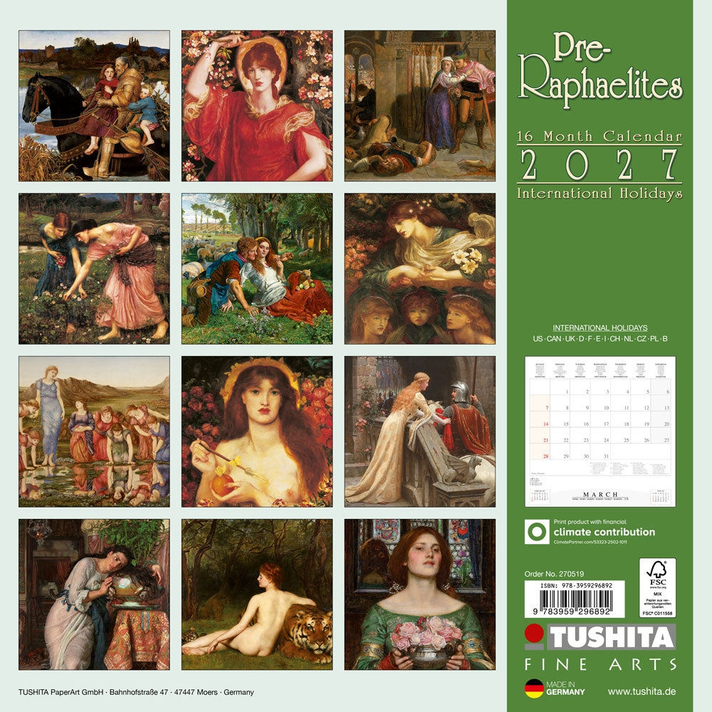 2027 Pre-Raphaelites - Square Wall Calendar