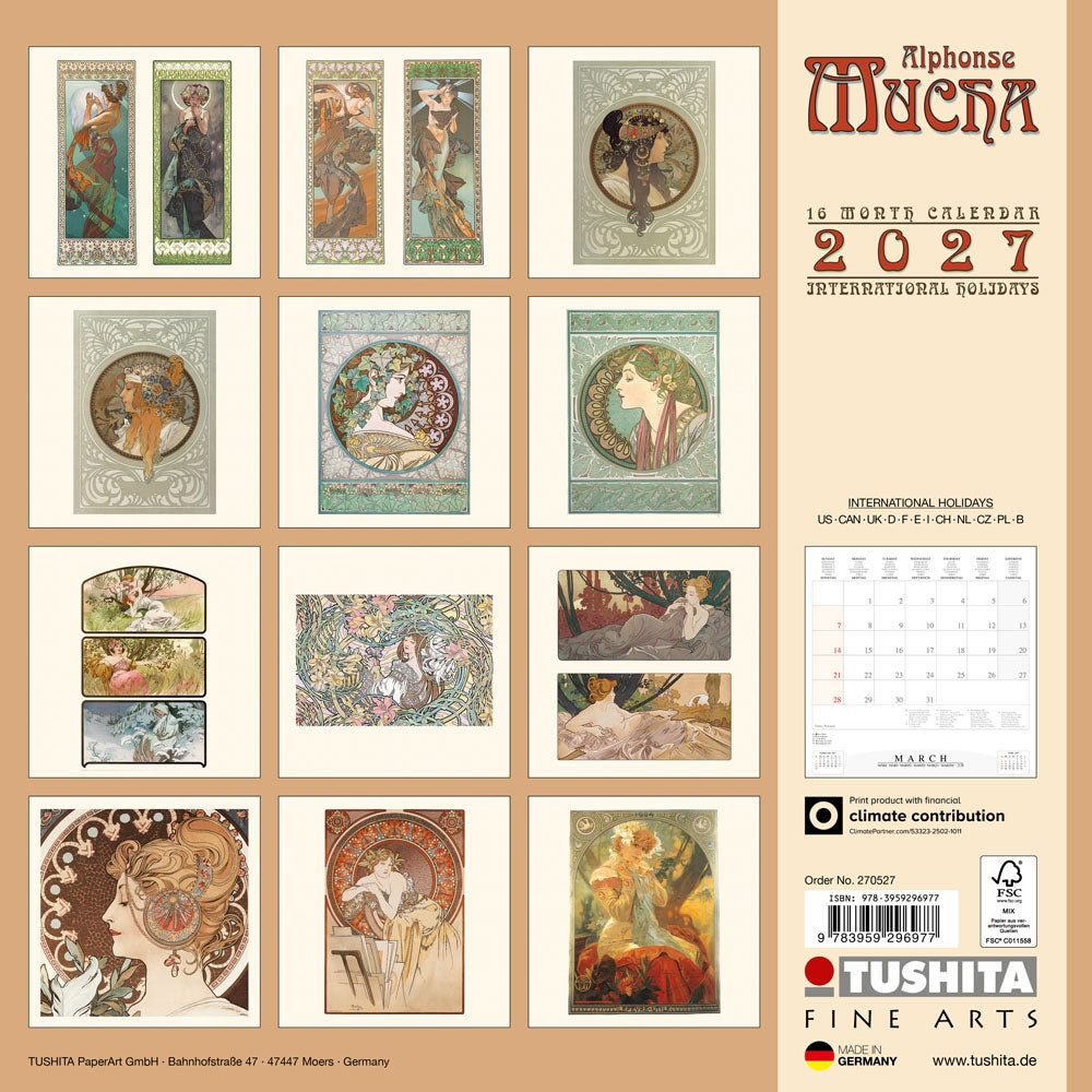 2027 Alphonse Mucha - Square Wall Calendar