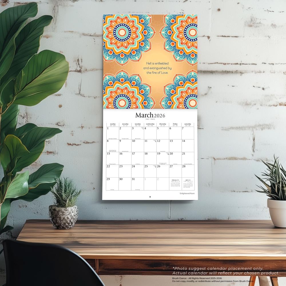 2026 Enlightened Rumi - Square Wall Calendar