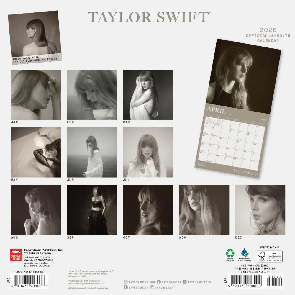 2026 Taylor Swift - Square Wall Calendar
