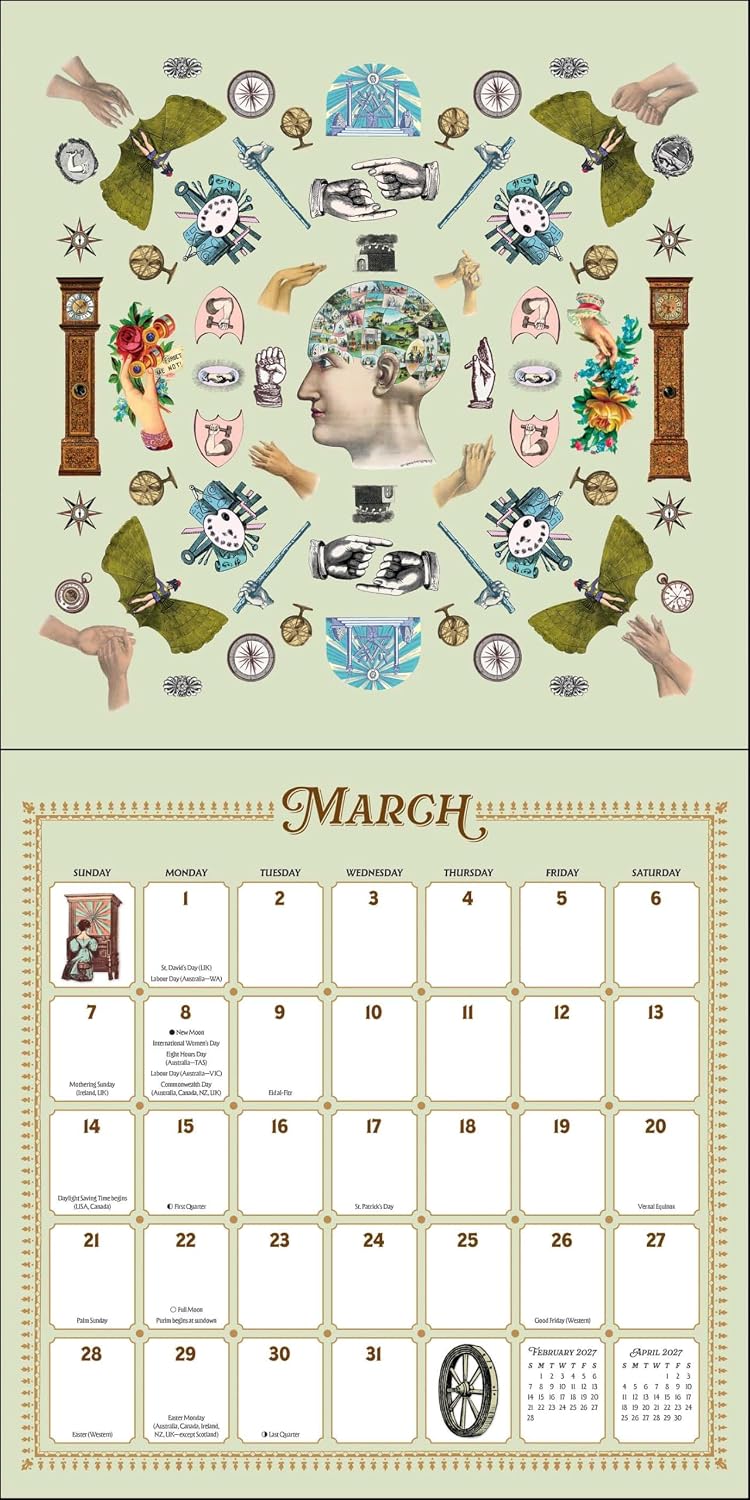 2027 Antiquarian Sticker Book - Square Wall Calendar