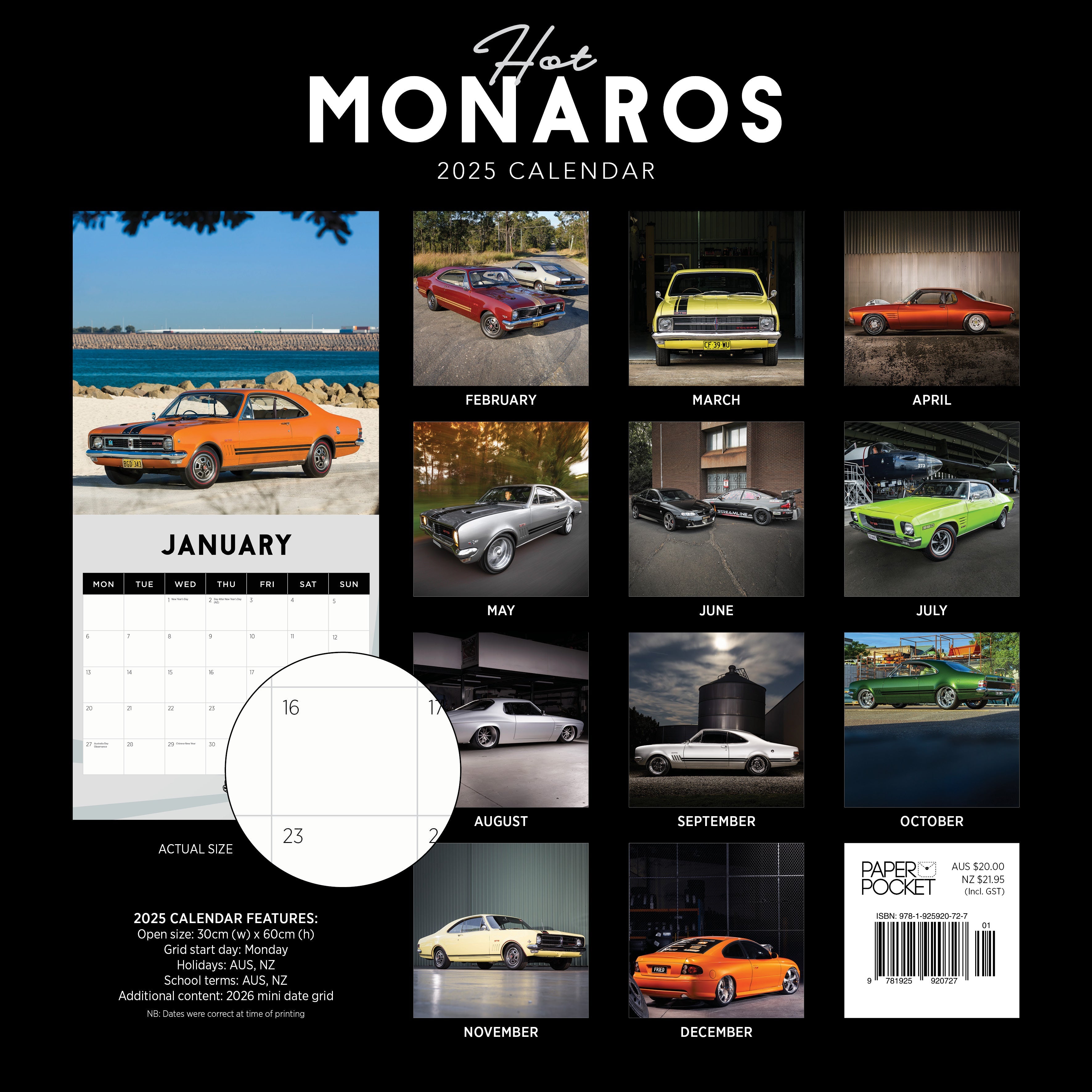 2025 Hot Monaros - Square Wall Calendar