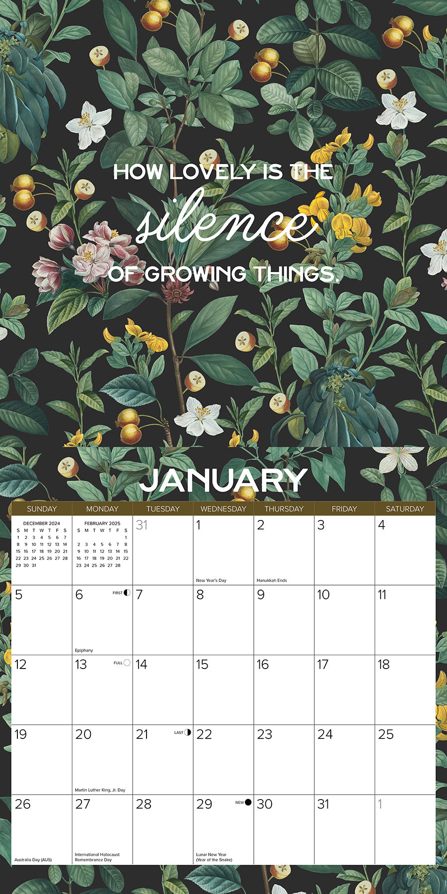 2025 Botanical Year (w/foil) - Square Wall Calendar (US Only)