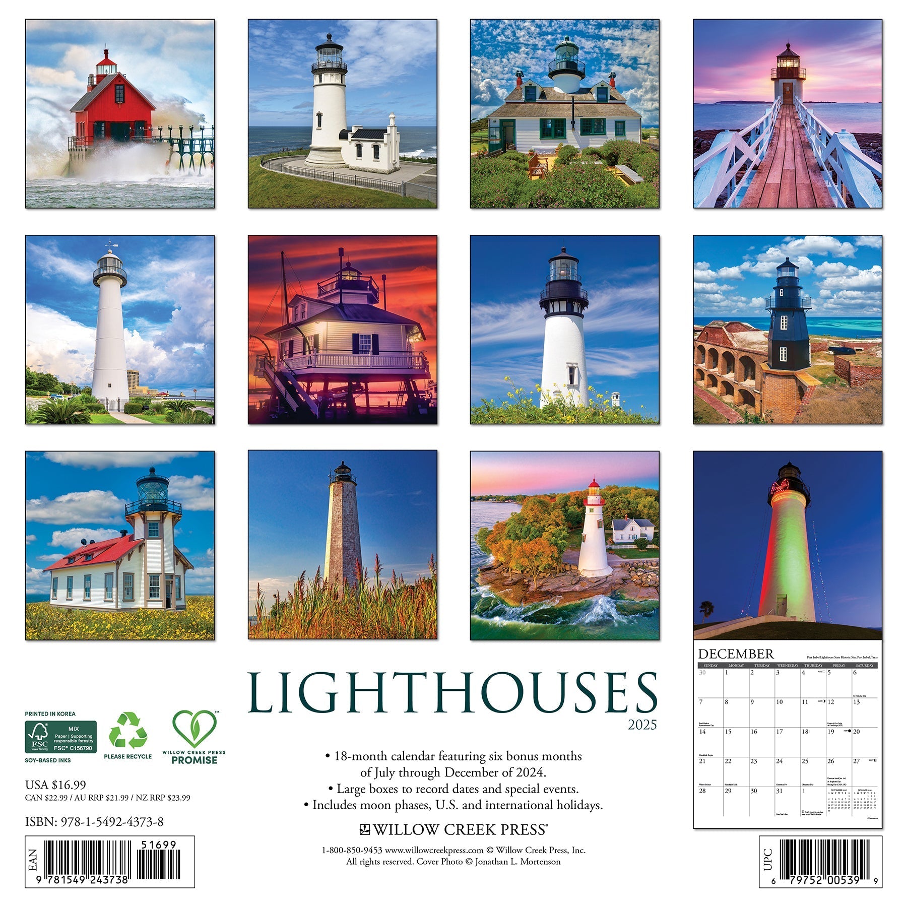 2025 Lighthouses - Square Wall Calendar (US Only)