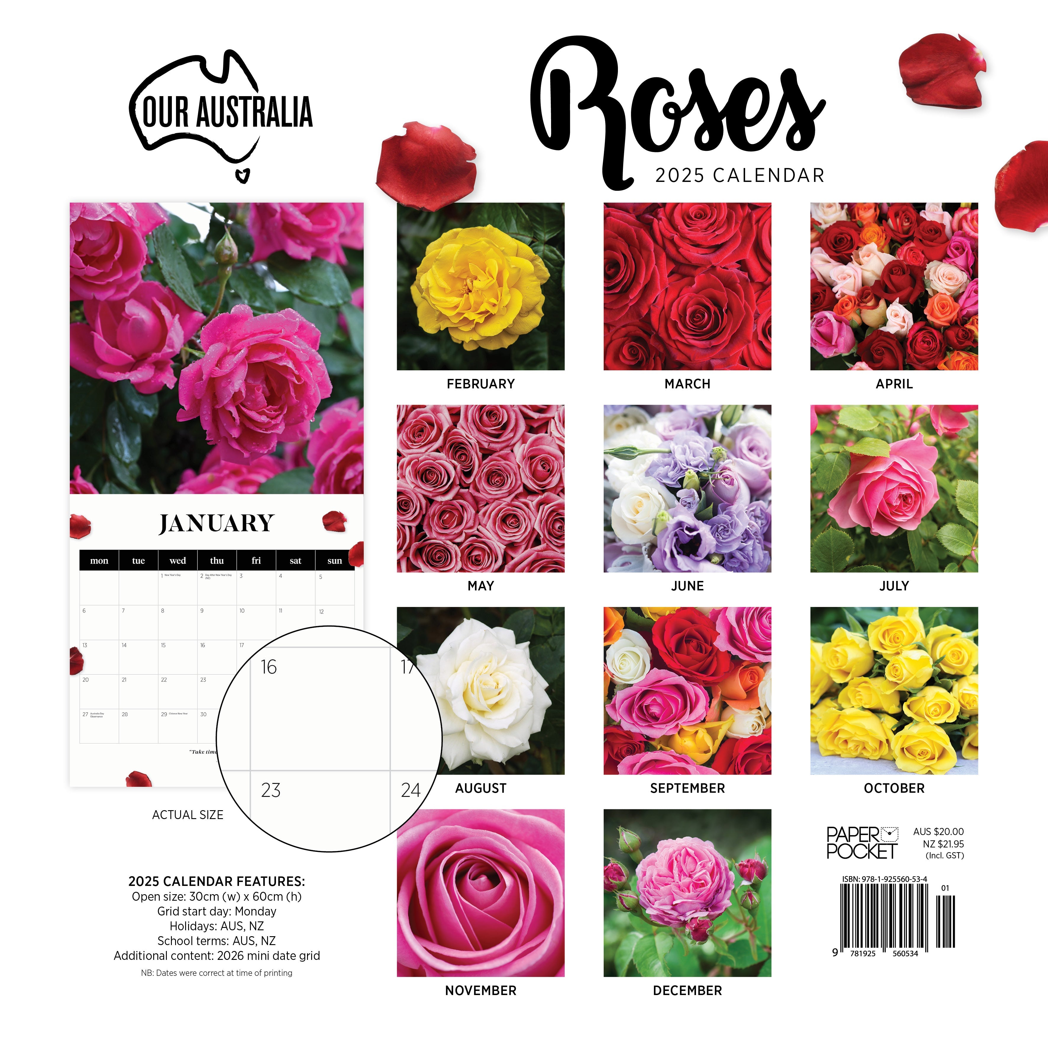 2025 Our Australia Roses - Square Wall Calendar