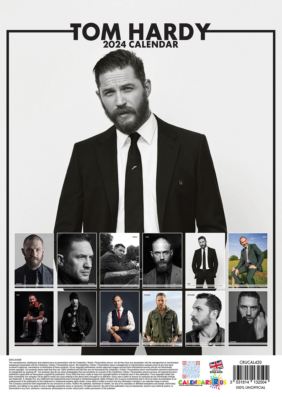 2024 Tom Hardy - A3 Wall Calendar  SOLD OUT