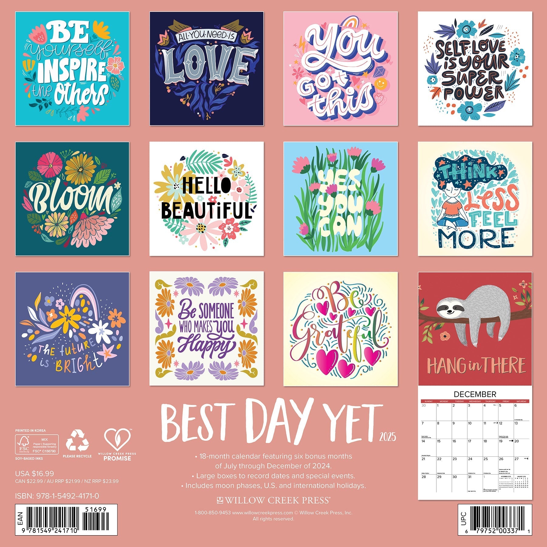 2025 Best Day Yet - Square Wall Calendar (US Only)