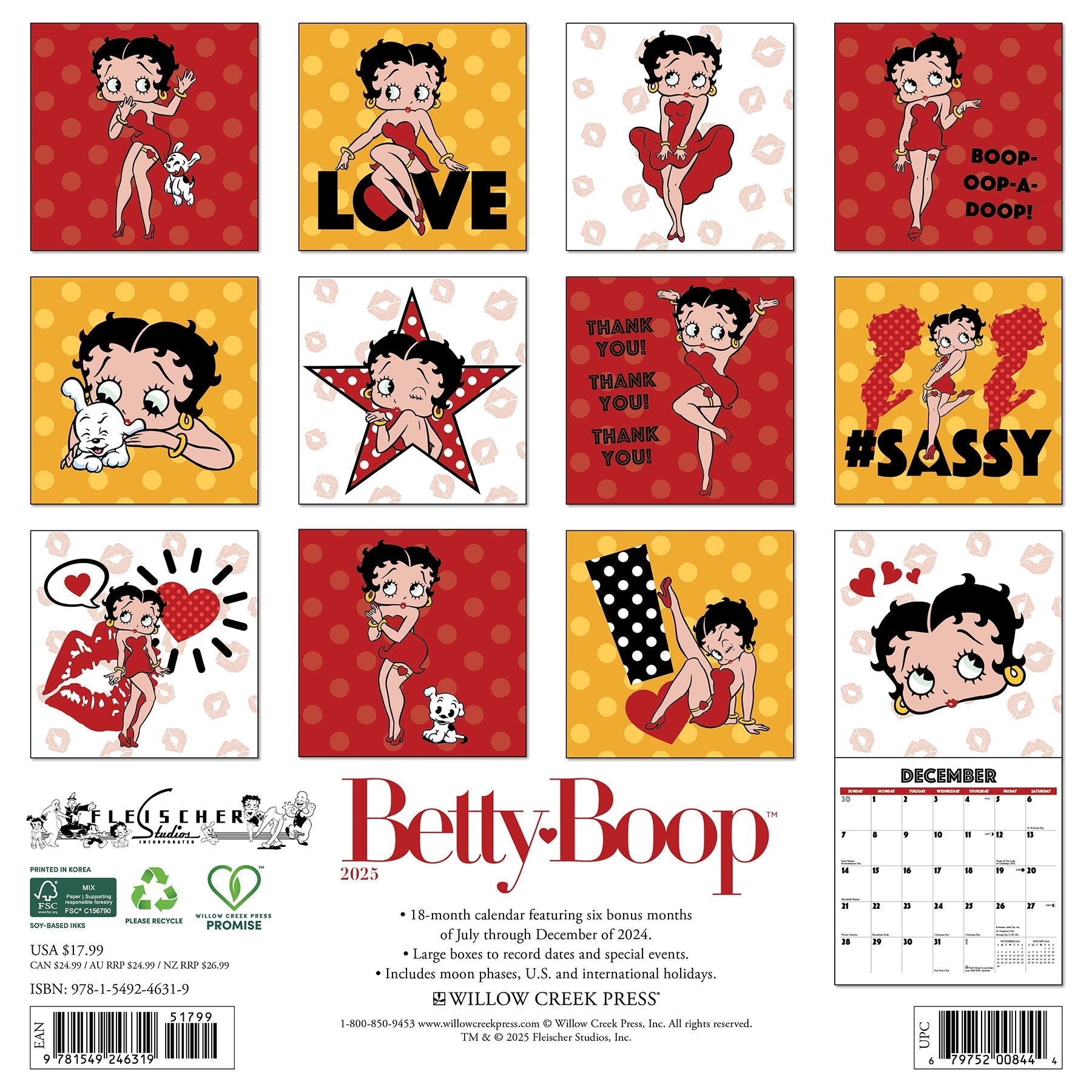 2025 Betty Boop (w/foil) - Square Wall Calendar (US Only)