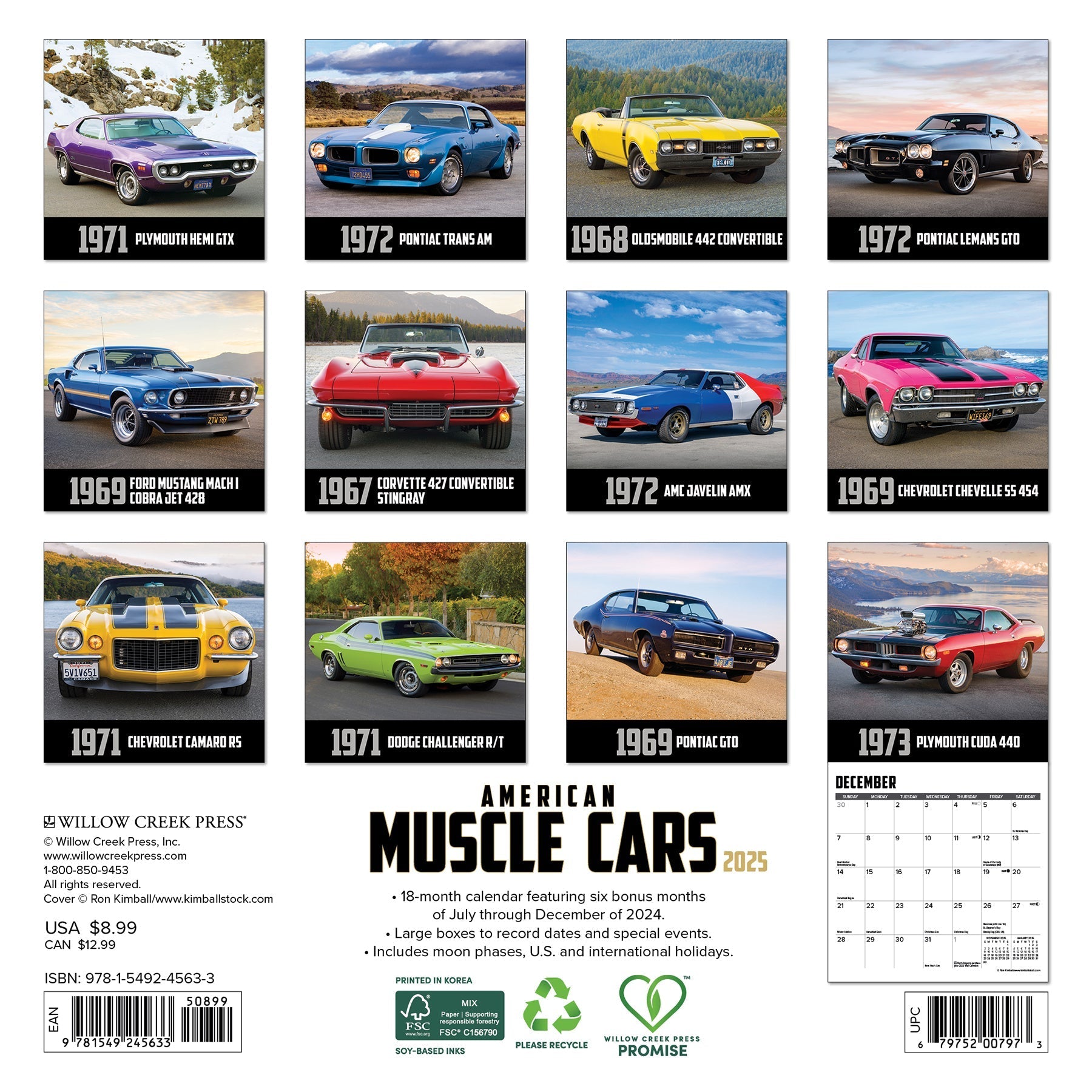 2025 American Muscle Cars - Mini Wall Calendar (US Only)