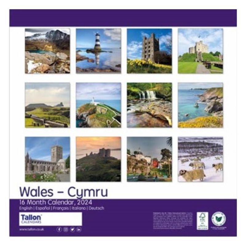 2024 Violet Explore Wales - Square Wall Calendar