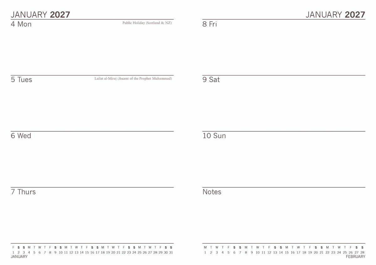 A6 weekly flexible diary internal personal details and general information pages