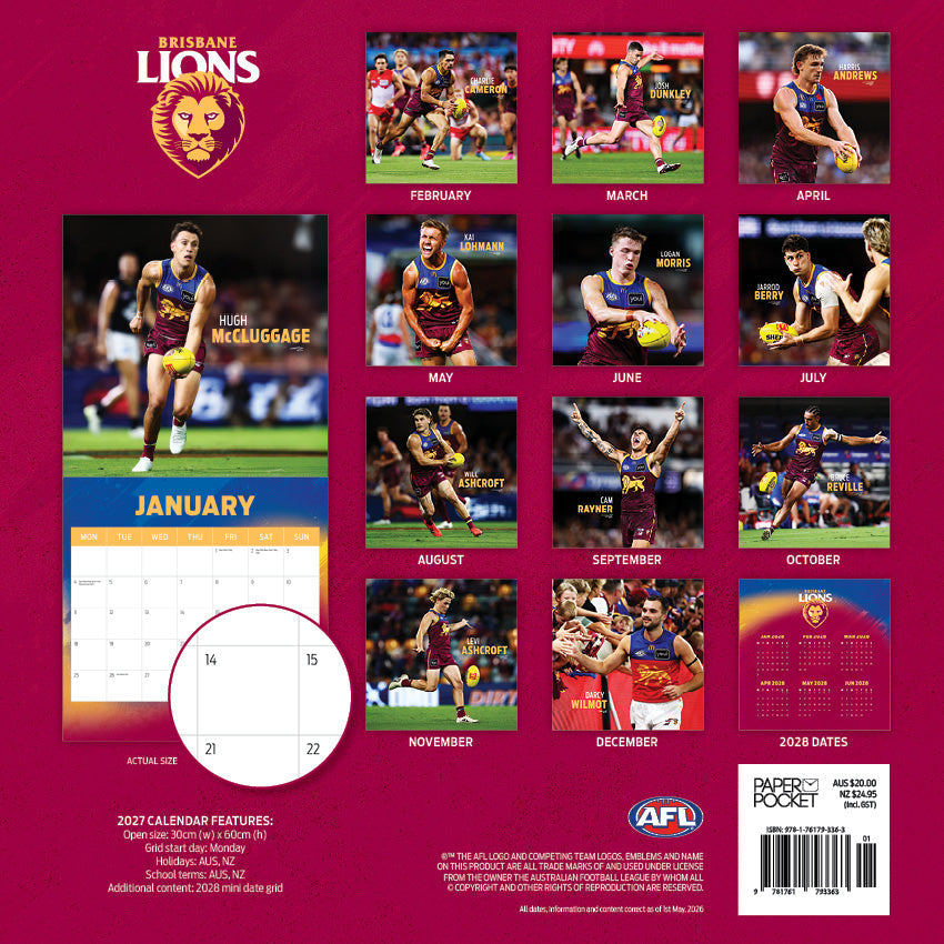 2027 AFL Brisbane Lions calendar image 4