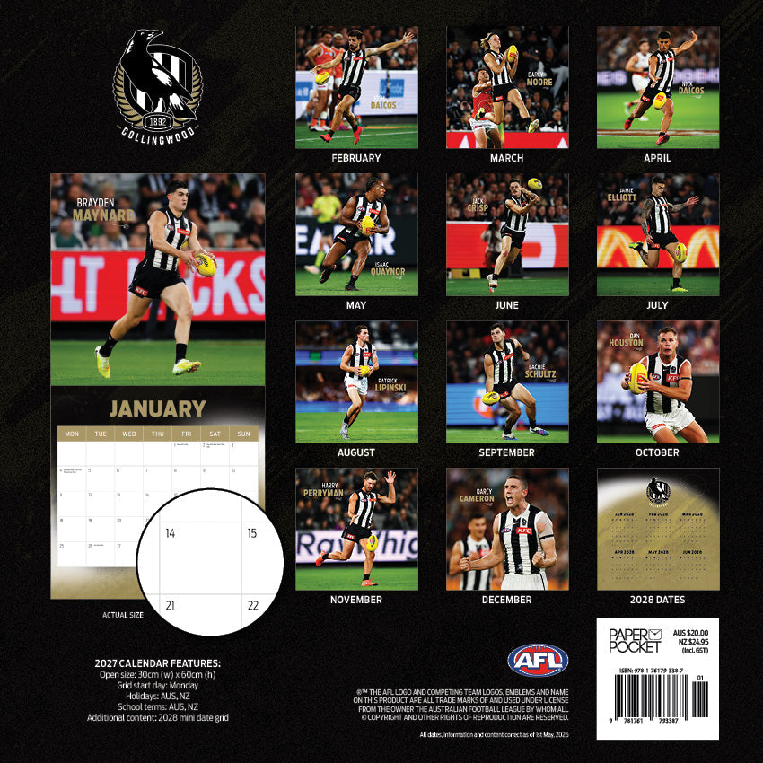 2027 AFL Collingwood Magpies calendar image 4
