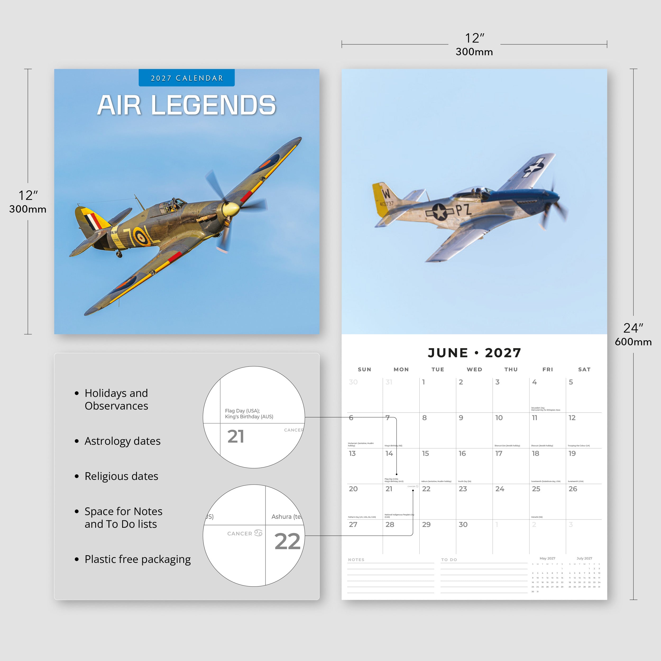 2027 Air Legends - Square Wall Calendar