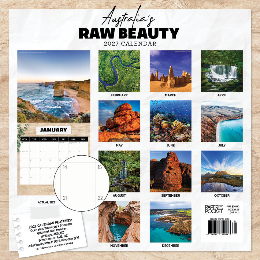 2027 Australia Raw Beauty - Square Wall Calendar