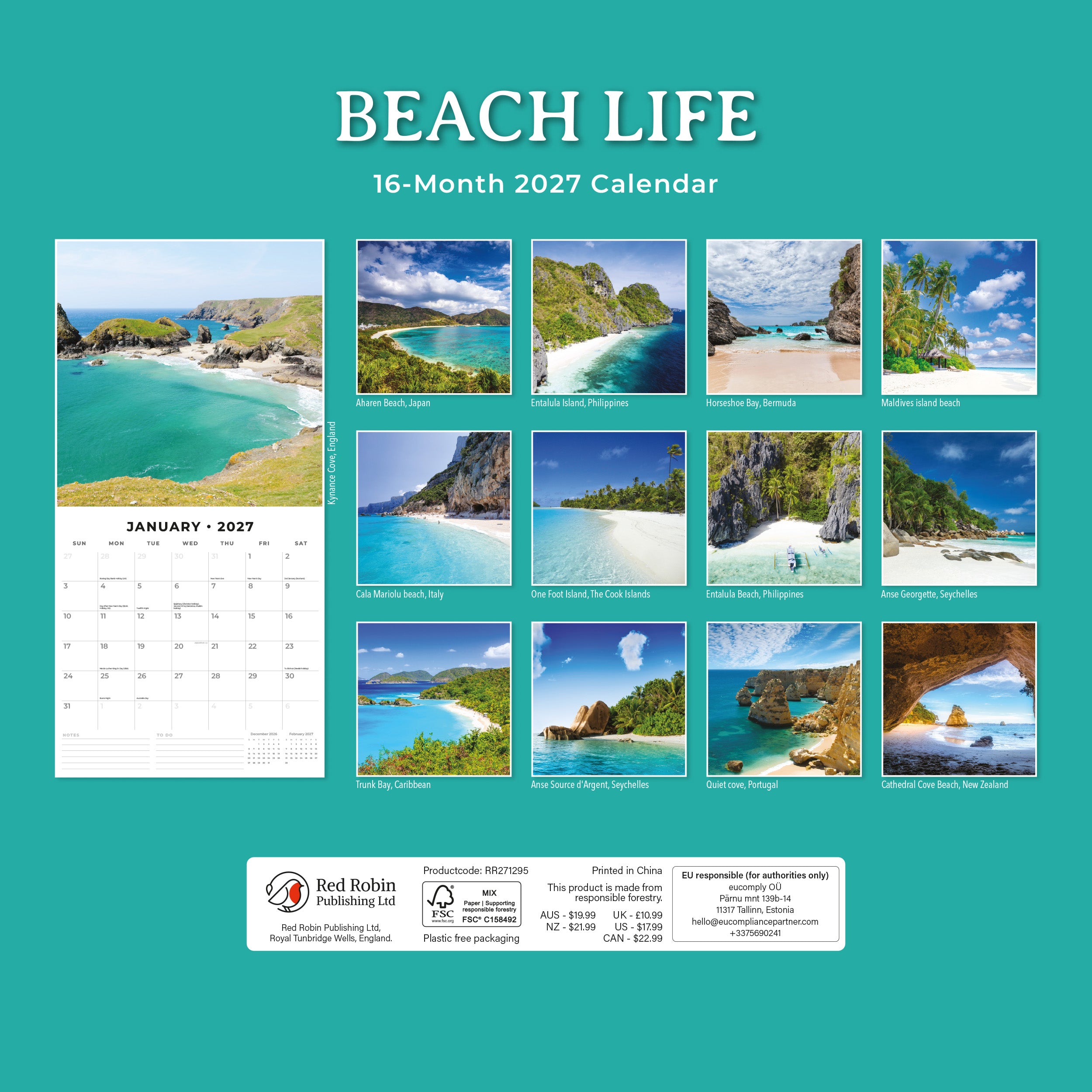 2027 Beach Life - Square Wall Calendar