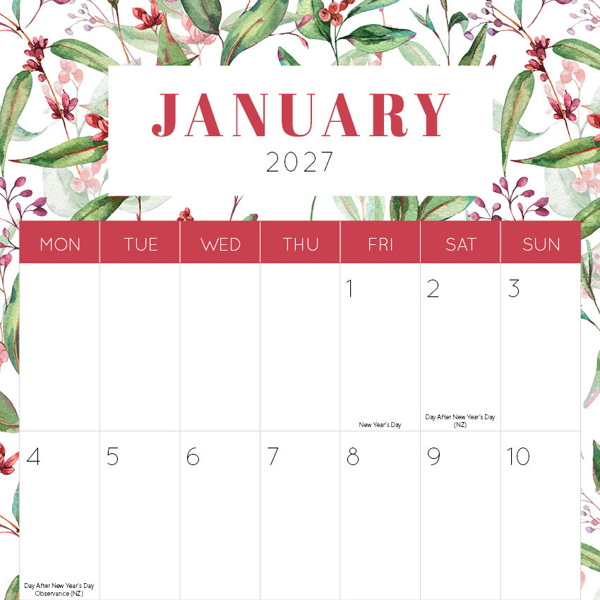 2027 Big Dates-Australiana - Square Wall Calendar