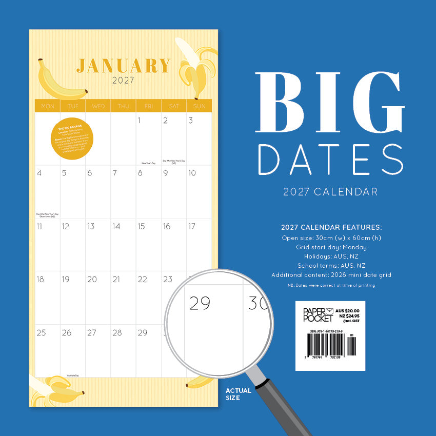2027 Big Dates - Australia's Biggest Things - Square Wall Calendar