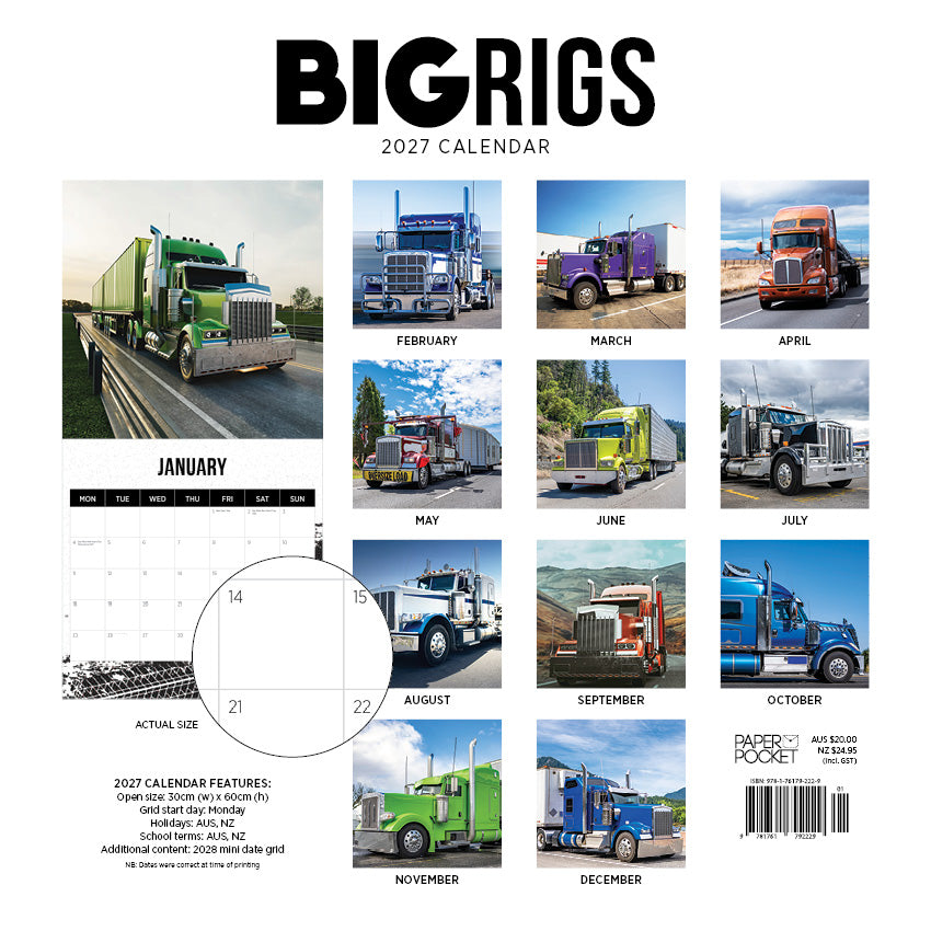 2027 Big Rigs    - Square Wall Calendar