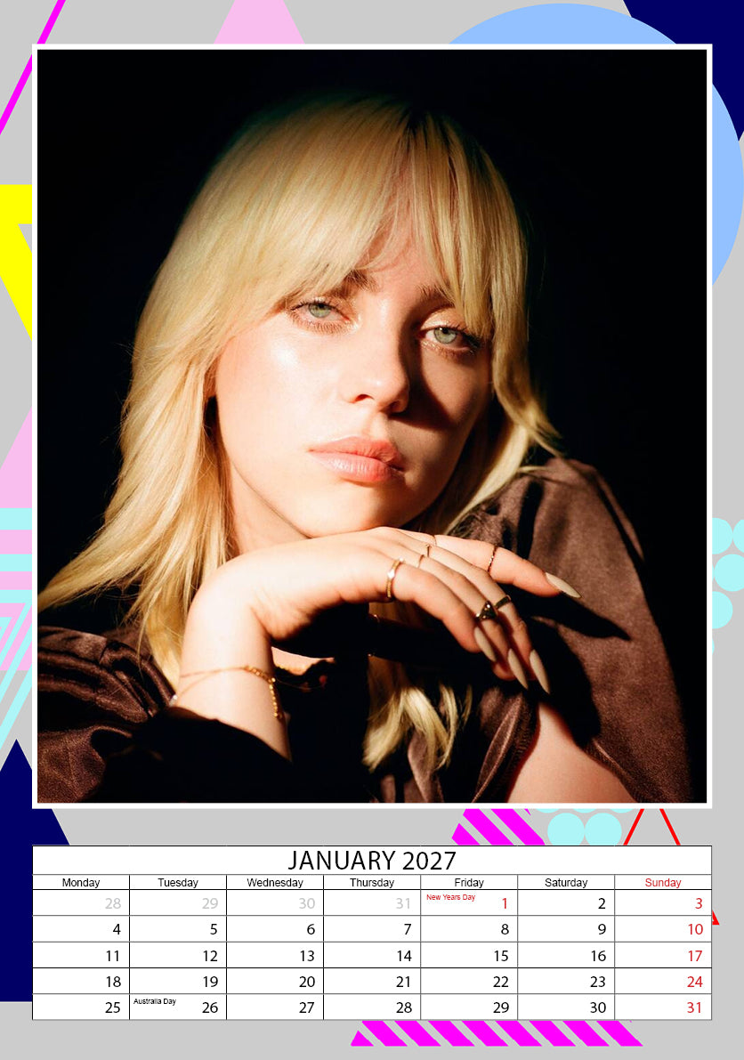 2027 Billie Eilish - A3 Wall Calendar
