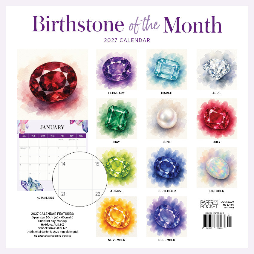 2027 Birthstone of the Month  - Square Wall Calendar
