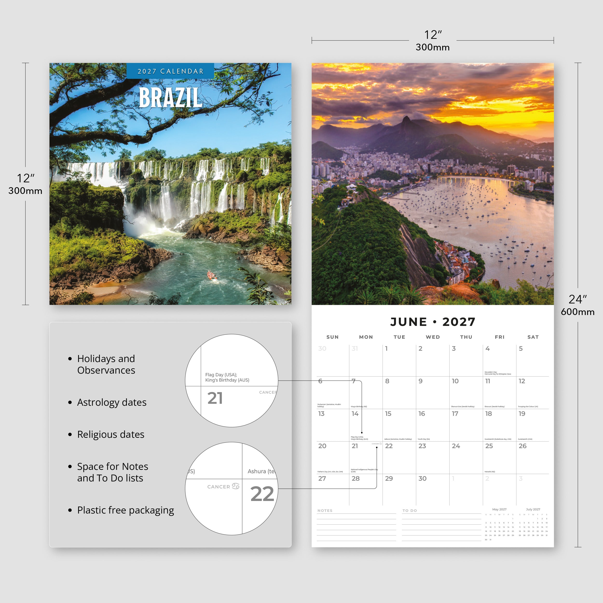 2027 Brazil - Square Wall Calendar