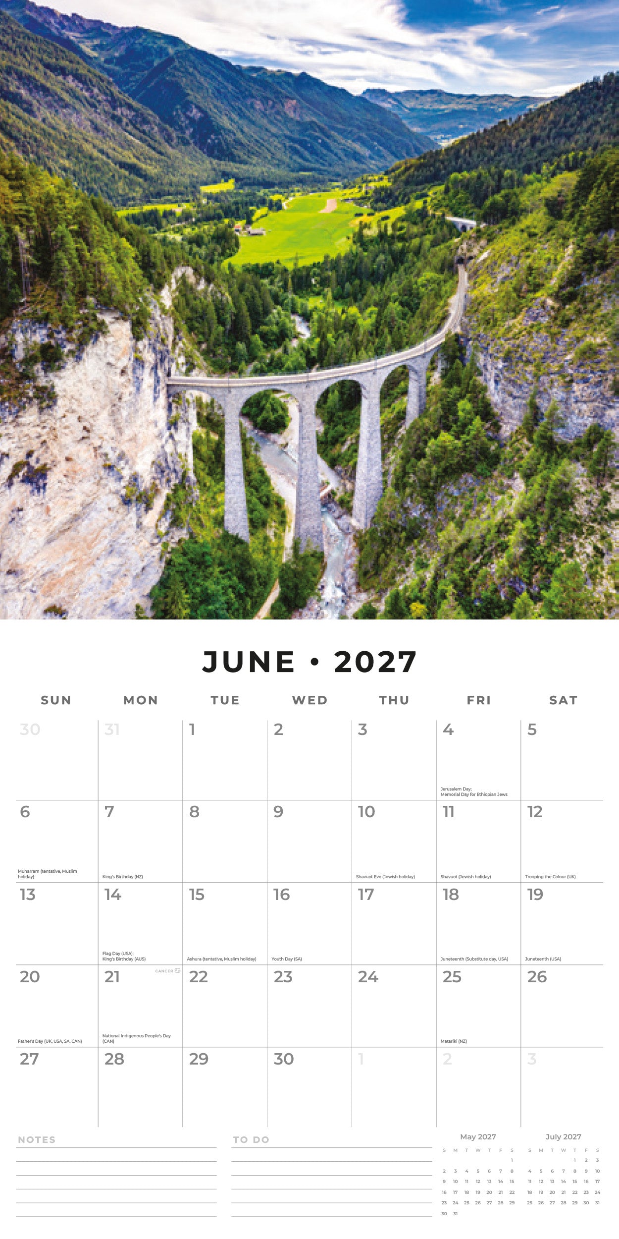 2027 Bridges of the World - Square Wall Calendar