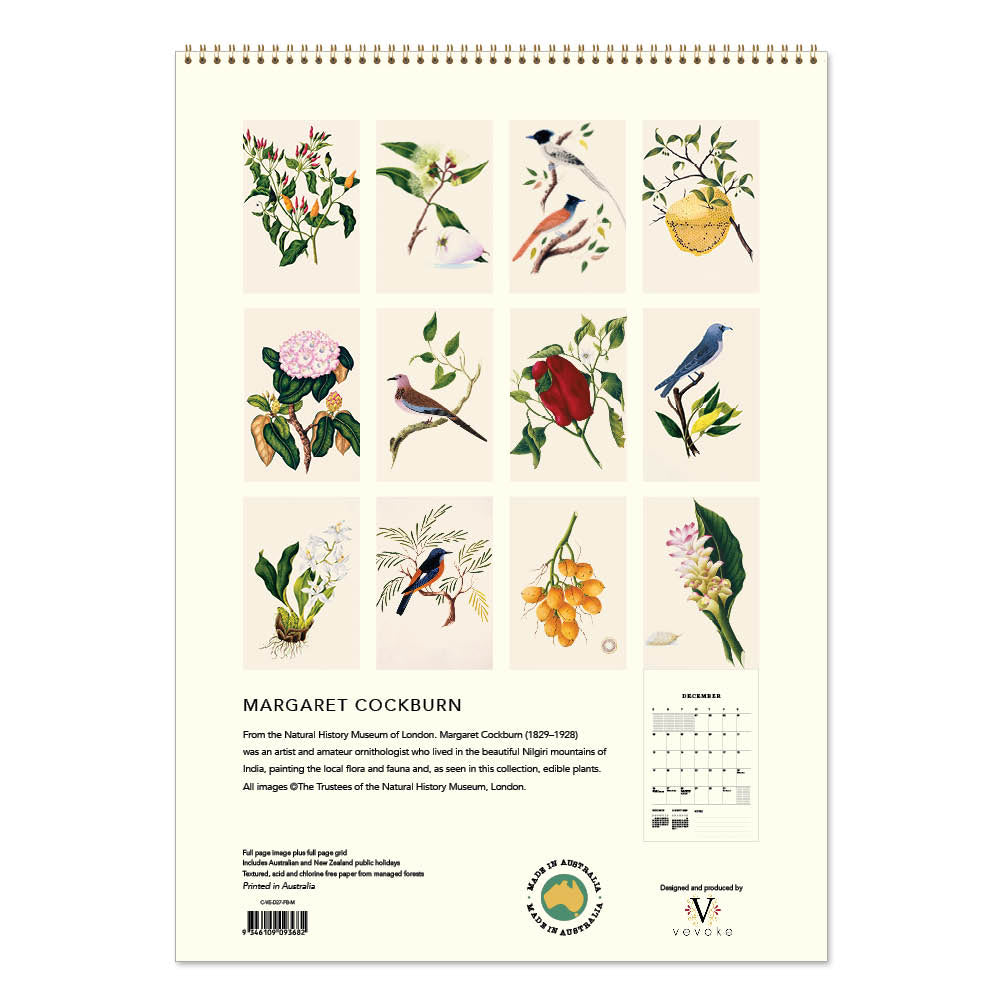 2027 Margaret Cockburn Food Plants, Flowers and Birds - Deluxe Wall Calendar