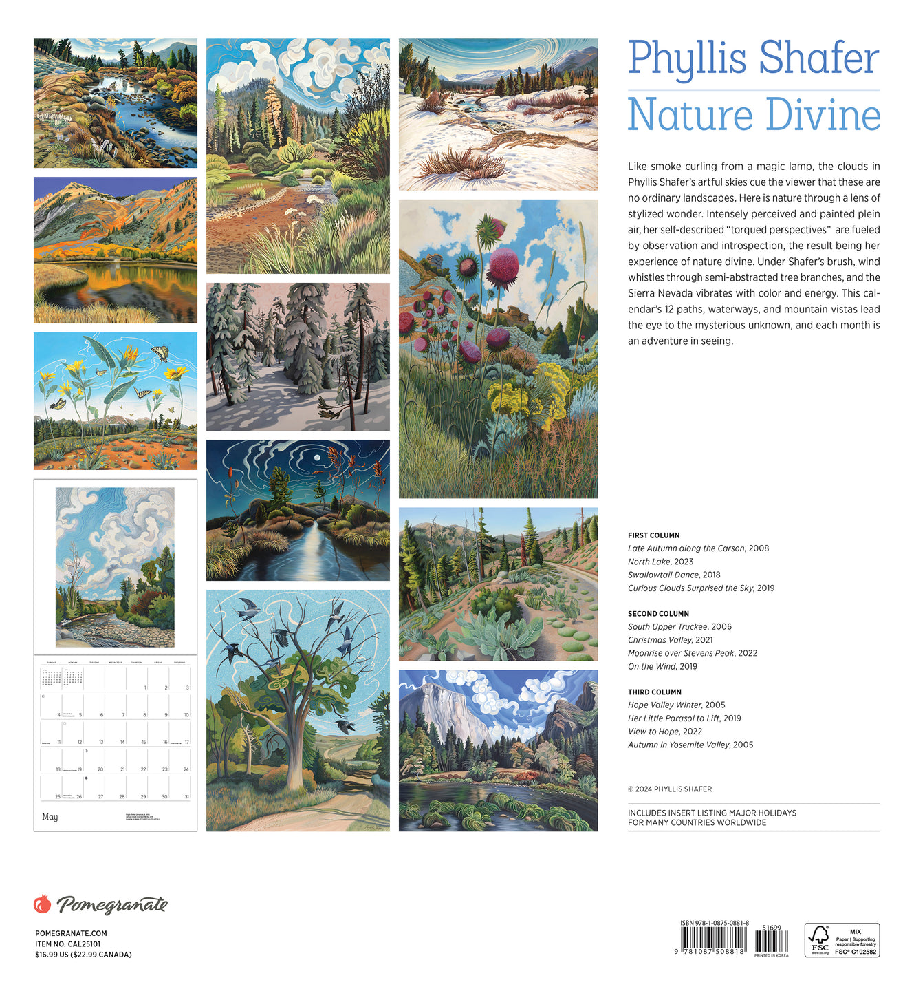 2025 Phyllis Shafer: Nature Divine - Square Wall Calendar