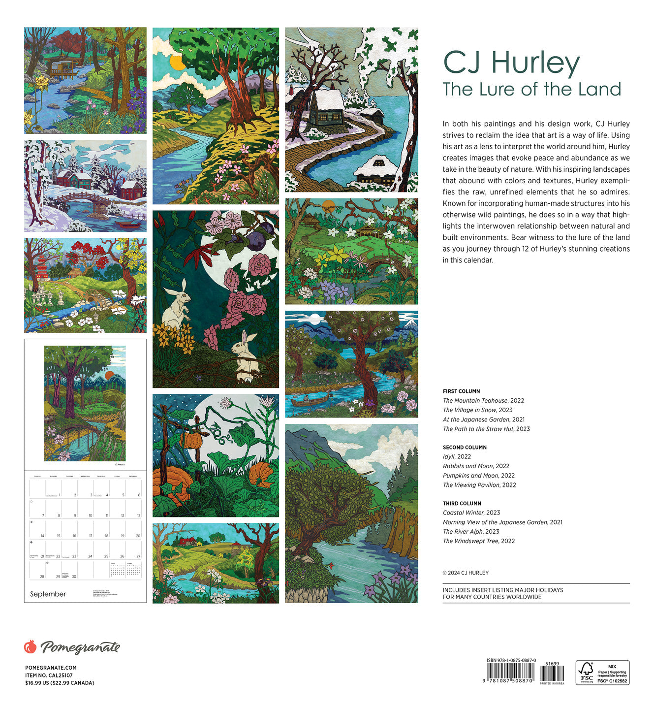 2025 CJ Hurley: The Lure Of The Land - Square Wall Calendar