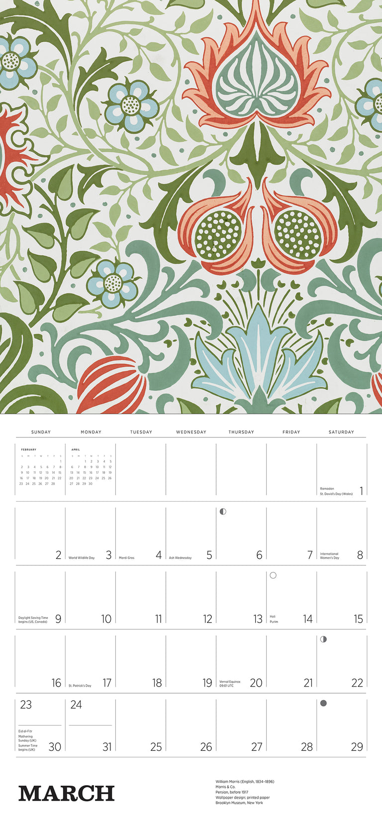 2025 William Morris: Arts & Crafts Designs - Square Wall Calendar