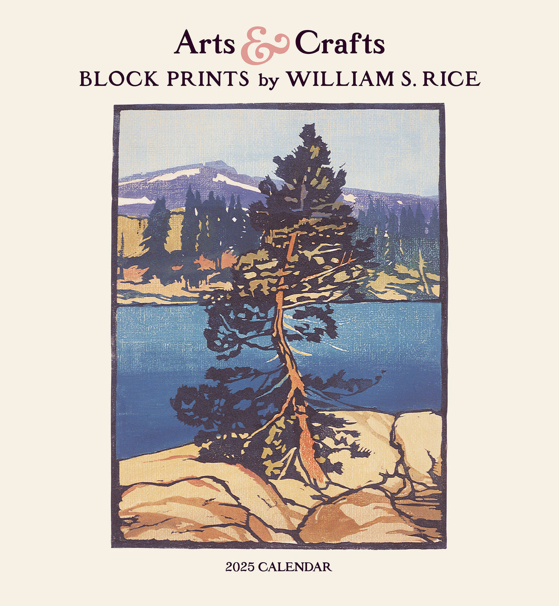 2025 Arts & Crafts Block Prints By William S. Rice - Square Wall Calendar