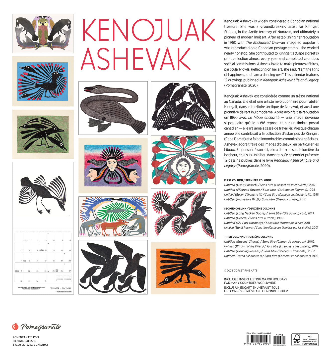 2025 Kenojuak Ashevak - Square Wall Calendar