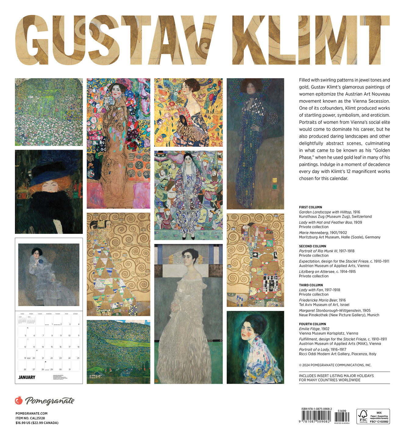 2025 Gustav Klimt - Square Wall Calendar