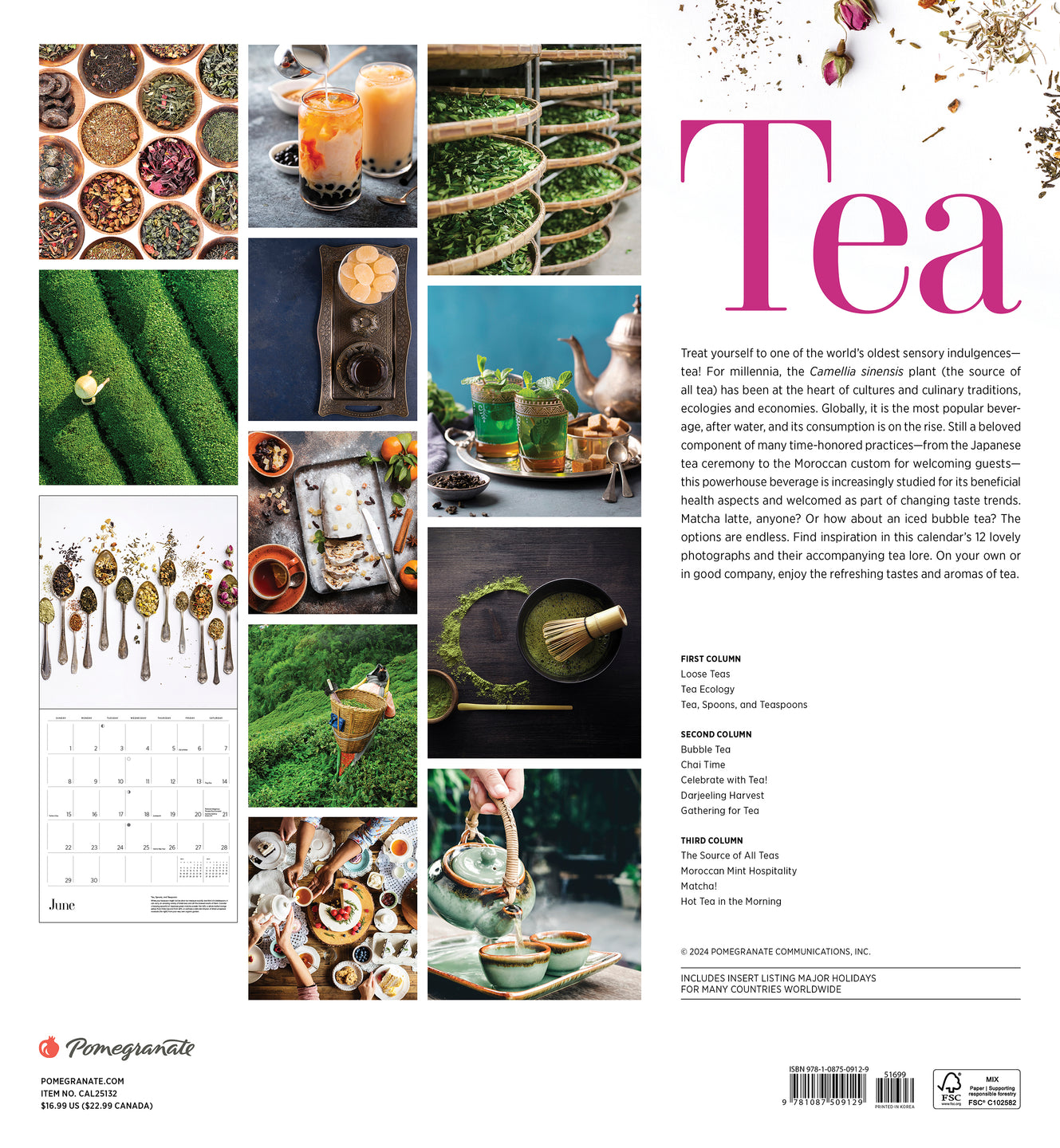 2025 Tea - Square Wall Calendar