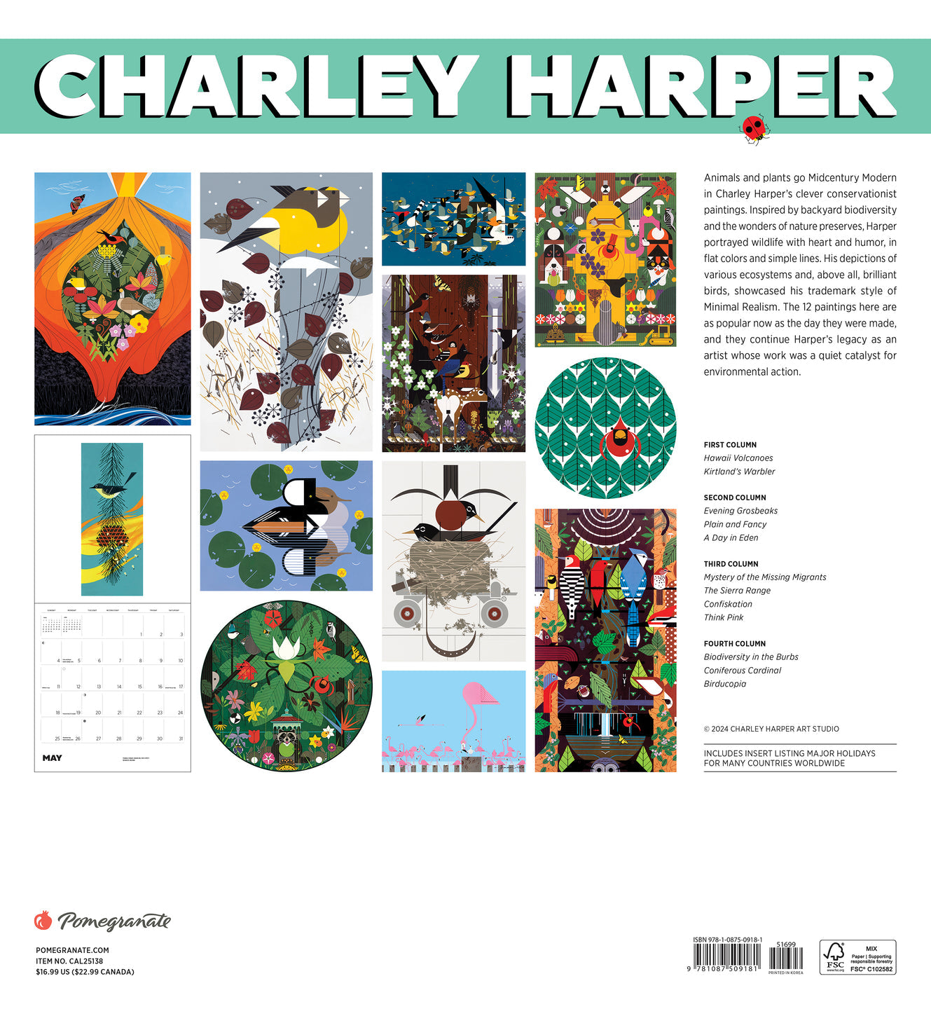 2025 Charley Harper - Square Wall Calendar