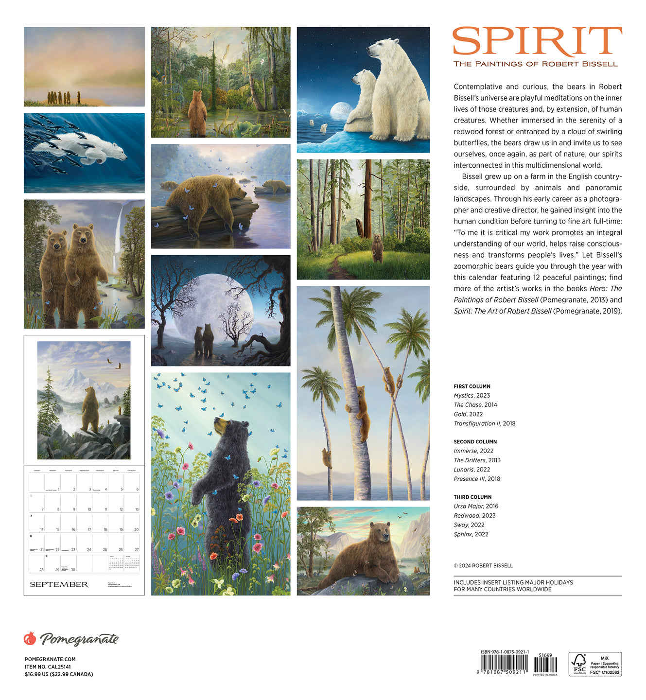 2025 Spirit: The Paintings Of Robert Bissell - Square Wall Calendar