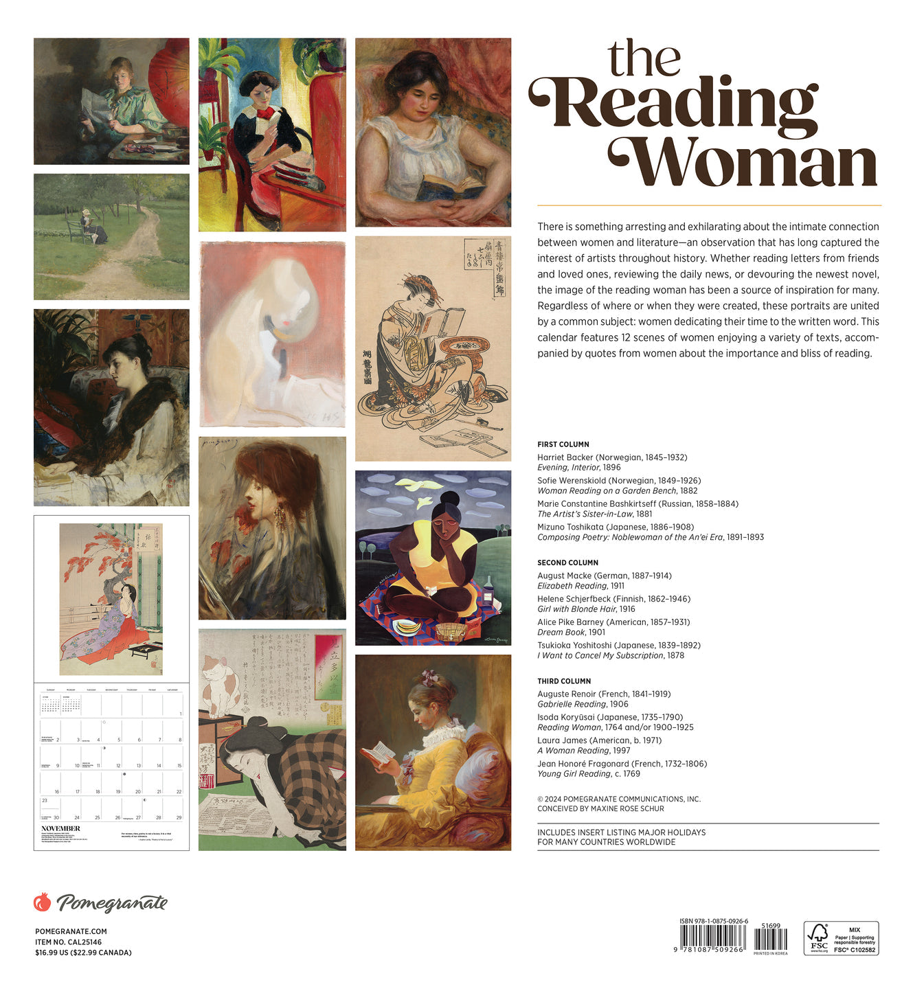 2025 The Reading Woman - Square Wall Calendar